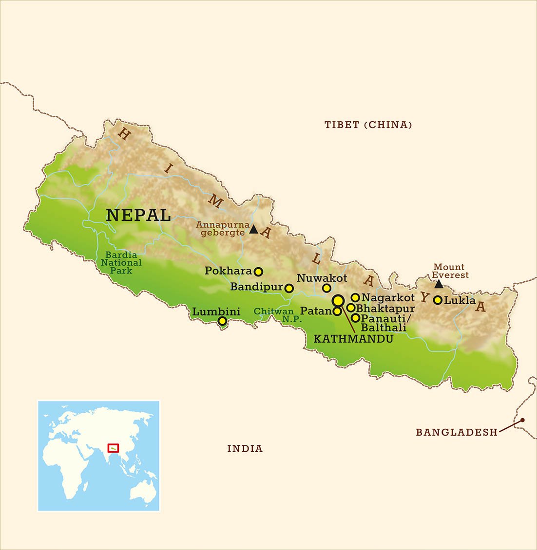 Nepal landkaart