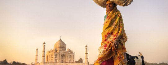 Vrouw bij Taj Mahal