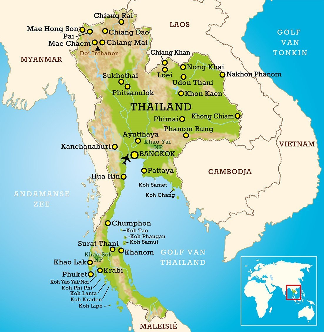 Landkaart Thailand
