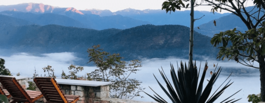 Bhutan, Punakha, Dhurma Farm, Uitzicht