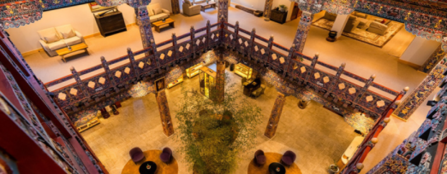 Bhutan, Paro, Zhiwa Ling Heritage, Lobby