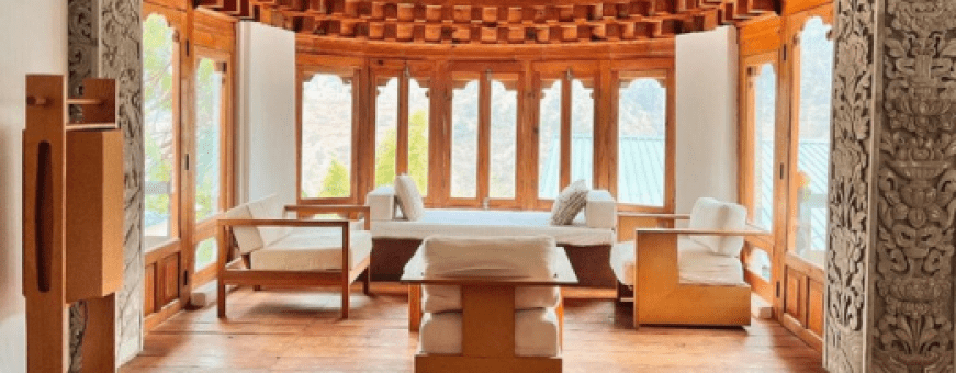 Bhutan, Punakha,  Zen Punakha, Lounge