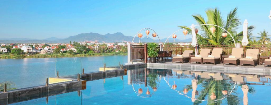 VN, Hoi An, Little Riverside, rooftop zwembad