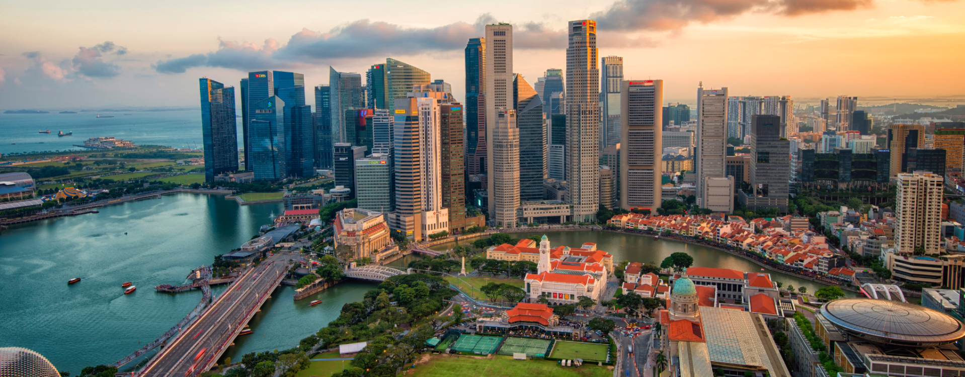Hooggebouwen in het Business District van Singapore