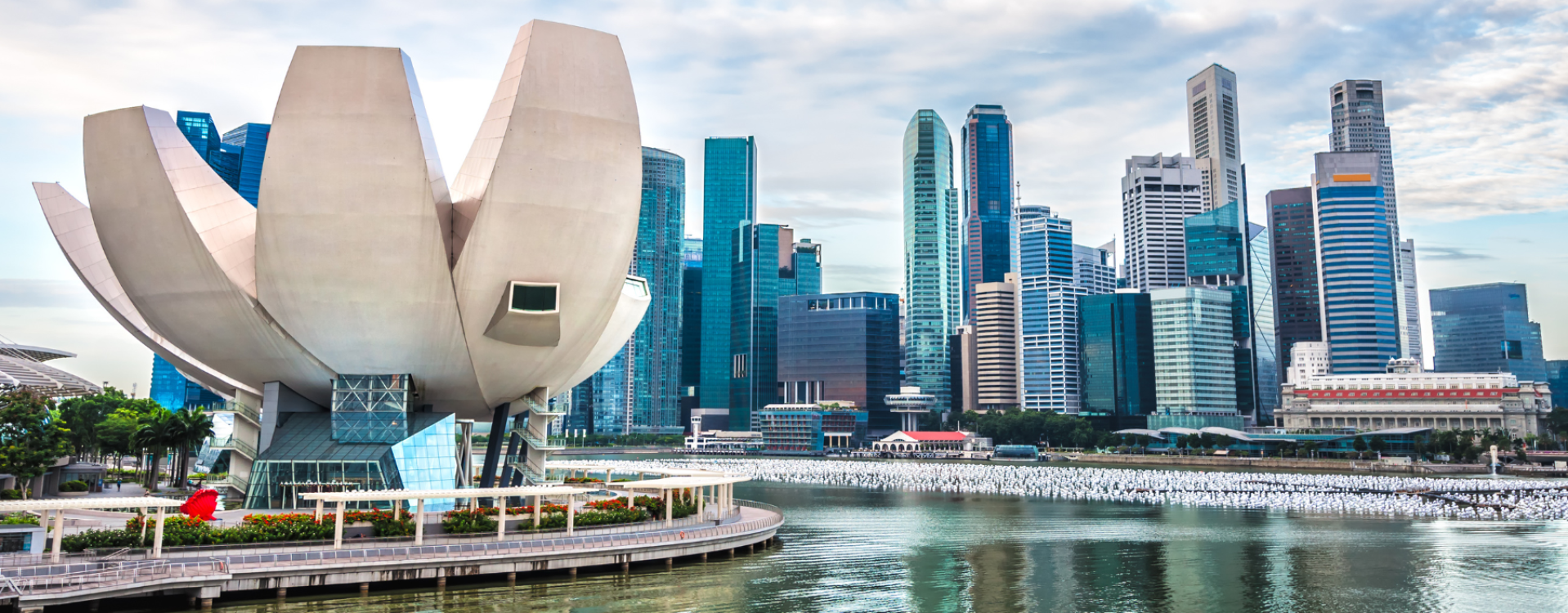De skyline van Singapore