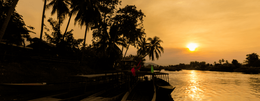 LA, 4000 eilanden, Don Khone, Zonsondergang